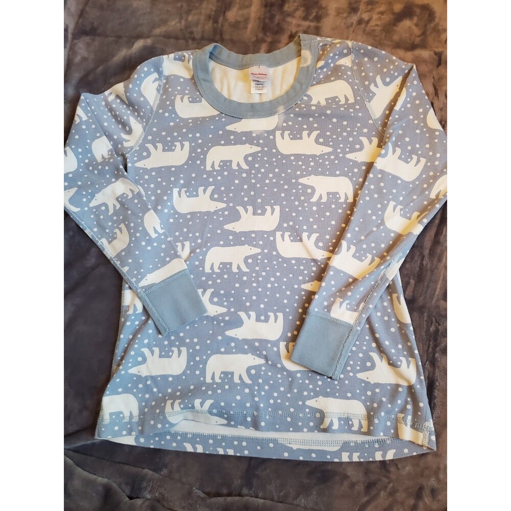 Hanna Andersson Snowy Polar Bear On North Air Kids Holiday Pajama Top Sz Small